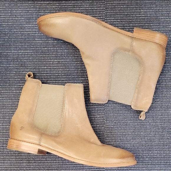 Mens Frye Beige Leather Ankle Boots